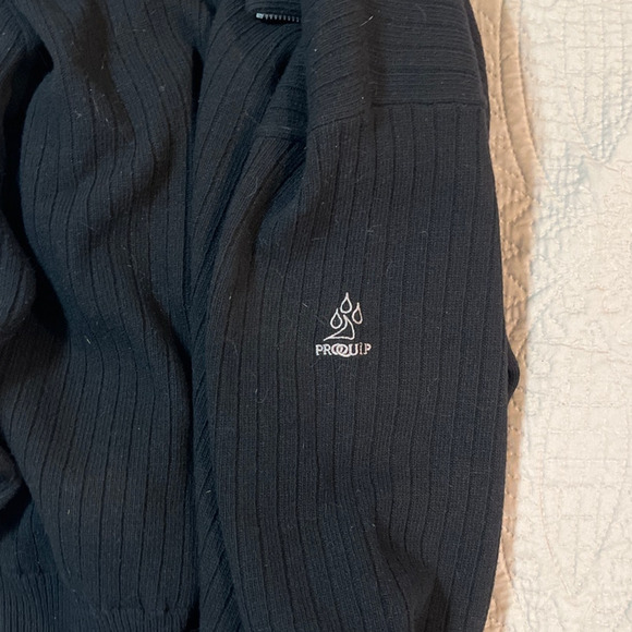 ProQuip Lambswool Lined 1/4 Zip Sweater Jacket Large Golf Windproof Wide Ribbed - Picture 5 of 8
